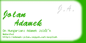 jolan adamek business card